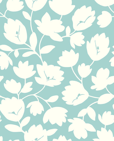 Astrid Turquoise Floral Wallpaper Wallpaper