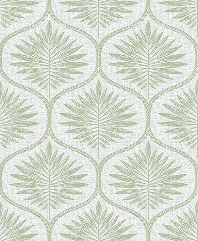 KT2231 Green Laurel Leaf Ogee Wallpaper