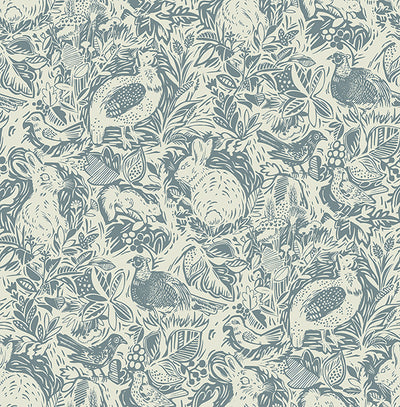 Revival Blue Fauna Wallpaper Wallpaper