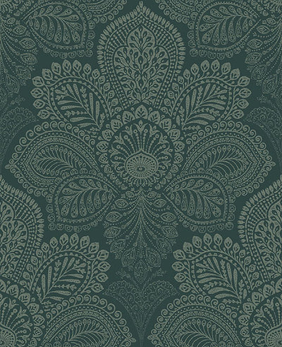 Triumph Dark Green Medallion Wallpaper Wallpaper