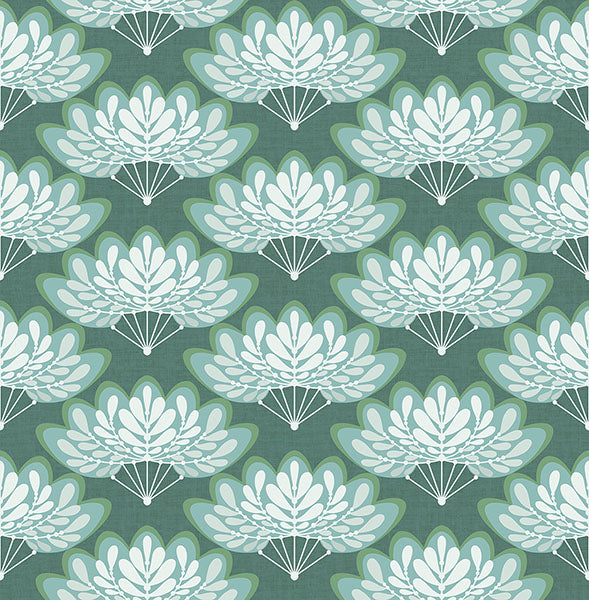 Lotus Grey Floral Fans Wallpaper Wallpaper