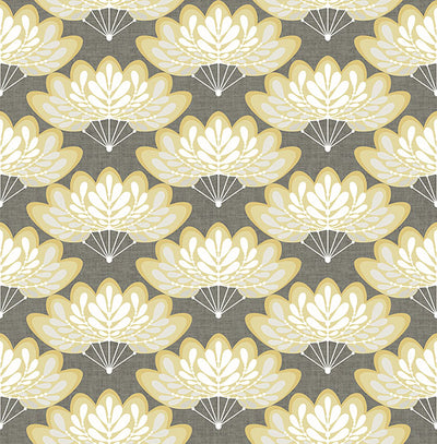 Lotus Mustard Floral Fans Wallpaper Wallpaper