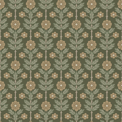 Aya Green Floral Wallpaper Wallpaper