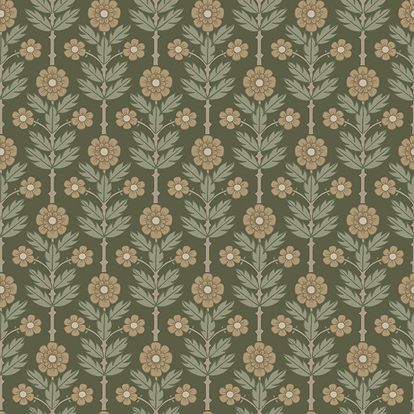 Aya Green Floral Wallpaper Wallpaper