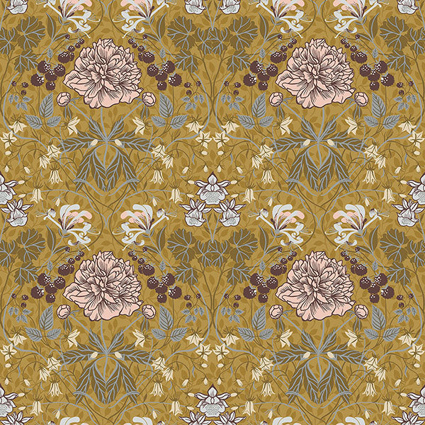 Celestine Mustard Floral Wallpaper Wallpaper