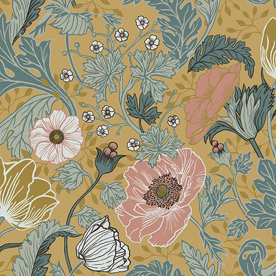 Anemone Mustard Floral Wallpaper Wallpaper