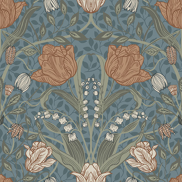 Tulipa Blue Floral Wallpaper Wallpaper