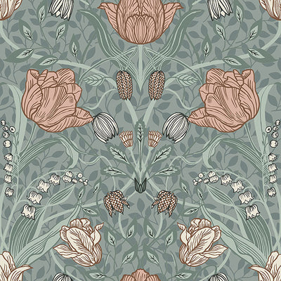 Tulipa Sage Floral Wallpaper Wallpaper