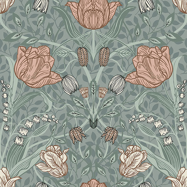 Tulipa Sage Floral Wallpaper Wallpaper
