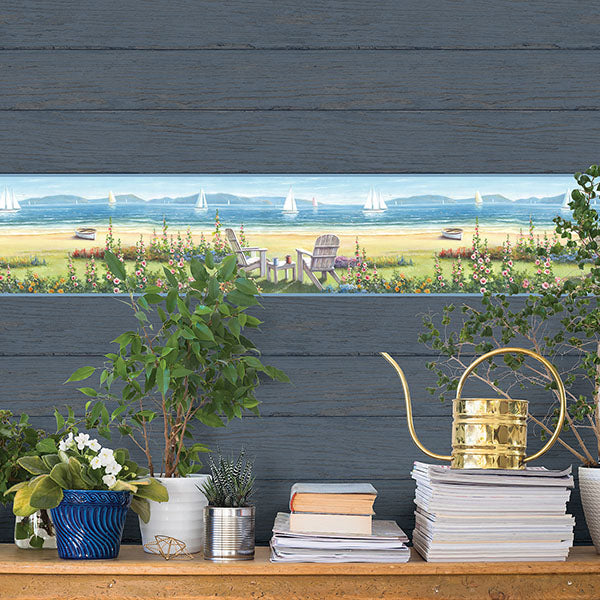 Rehoboth Navy Distressed Wood Wallpaper