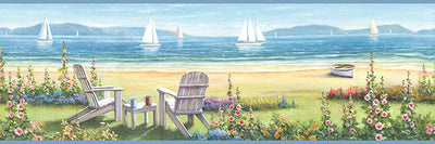 Barnstable Blue Seaside Portrait Border Wallpaper