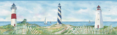 Eugene Blue Lighthouse Border Wallpaper