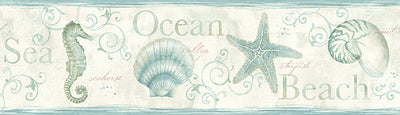 Island Bay Sea Green Starfish Border Wallpaper