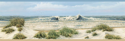Falmouth Beige Shoreline Border Wallpaper