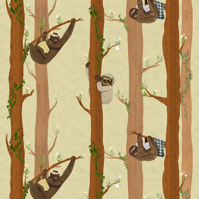 Sleepy Sleepy Sloths - Chamomile Wallpaper