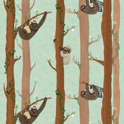 Sleepy Sleepy Sloths - Spearmint Wallpaper