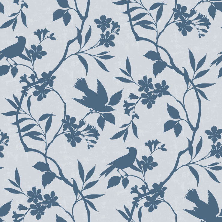 Birds In Trees - Blue Wallpaper