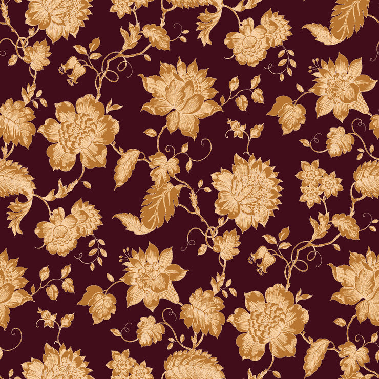 Floral Toile - Bordeaux Wallpaper