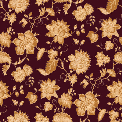 Floral Toile - Bordeaux Wallpaper