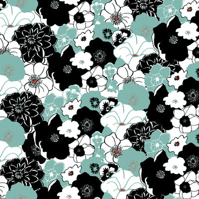 Flowerbed - Teal Wallpaper