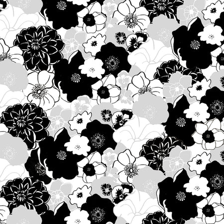 Flowerbed - Black and White Wallpaper