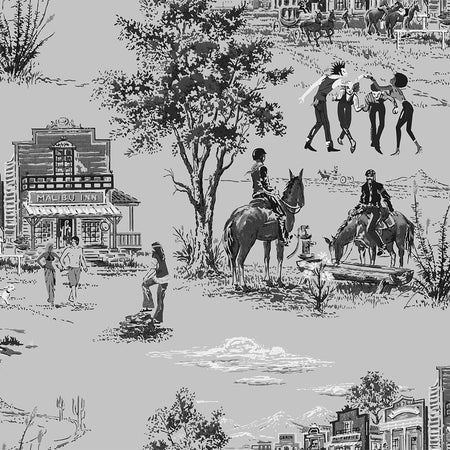 Punk Rock Toile - Charcoal Wallpaper