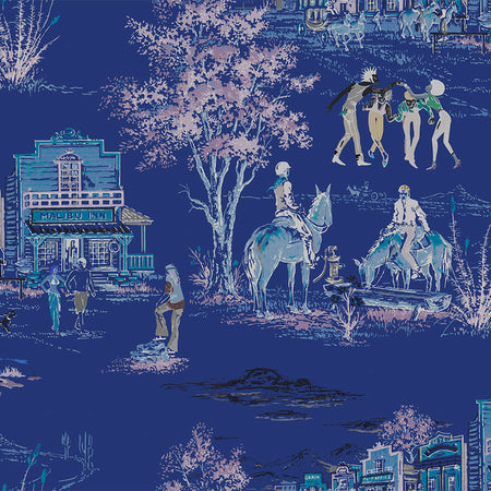 Punk Rock Toile - Sapphire Wallpaper