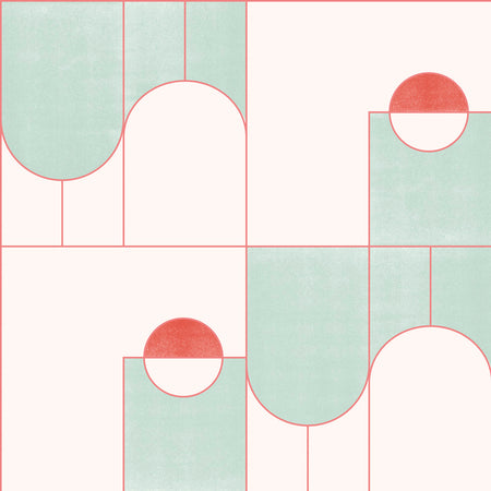 Hialeah - Mural - Cream and Green Mural