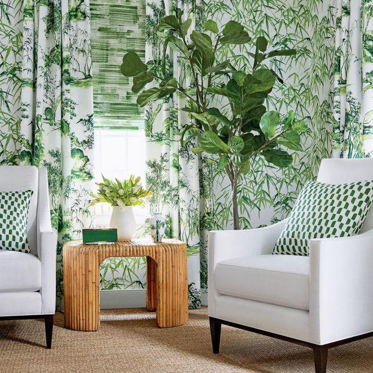 Kyoto Leaves Wallcovering - Emerald Green