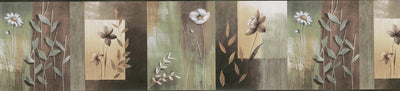 Bonnard Olive Floral Color Block Border Wallpaper