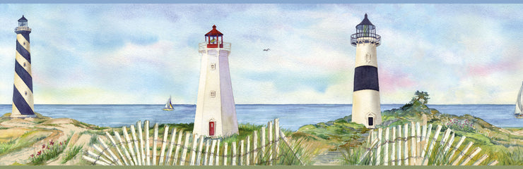 Eugene Light Blue Coastal Lighthouse Portrait Border Wallpaper