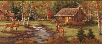 Lodge Green Stag Creek Portrait Border Wallpaper