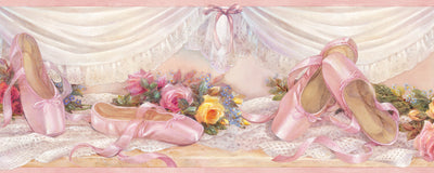 Eloise Pink Ballet Slippers Portrait Border Wallpaper