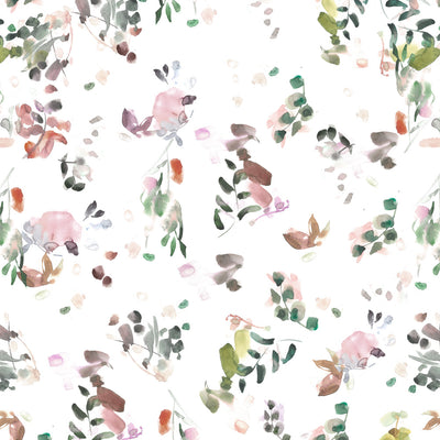 Blur - Blush and Moss with Orange Wallpaper