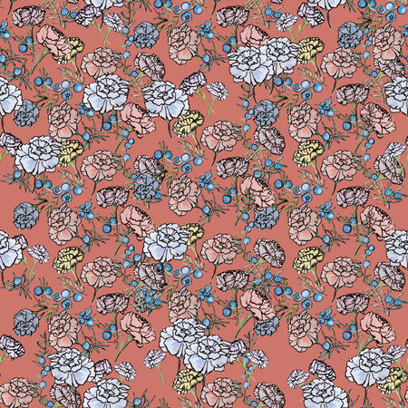 Juniper Berry Carnations - Clay Wallpaper