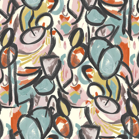 Krasner - Blue Orange Blush Wallpaper