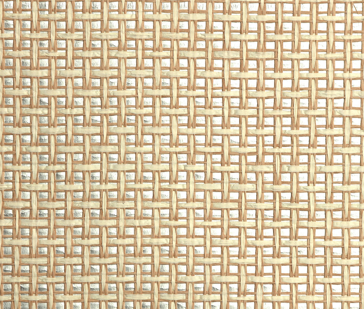 Wheat and Silver Weave Wallpaper