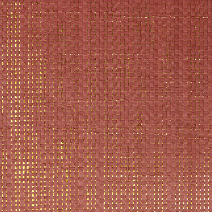 Paper Weave - Burnt Red on Gold Wallpaper