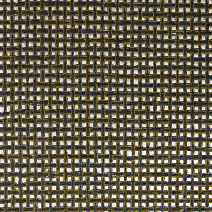 Paper Weave - Black and Olive on Silver Wallpaper