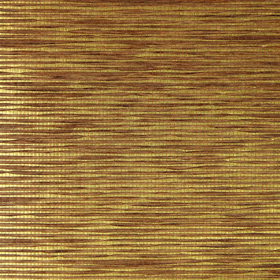 Paper Weave - Brown Striped on Gold Wallpaper