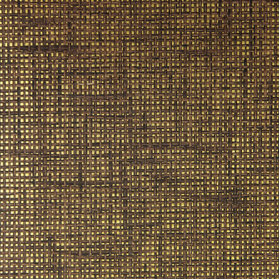 Paper Weave - Brown and Black on Gold Wallpaper