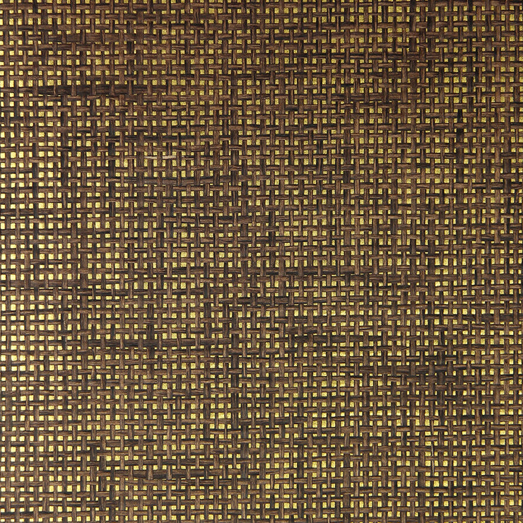Paper Weave - Brown and Black on Gold Wallpaper