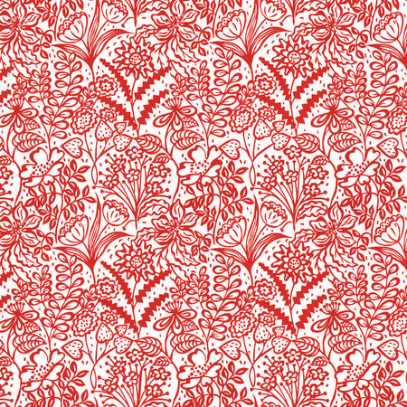 Floral Fandango - Red Wallpaper