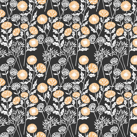 Morning Seedheads - Charcoal Wallpaper