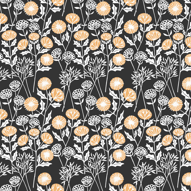 Morning Seedheads - Charcoal Wallpaper