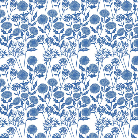 Morning Seedheads - Denim Wallpaper