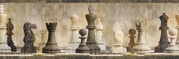 Albert Beige Chess Border Wallpaper