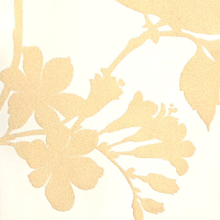 Birds in Trees - White and White Velvet Wallpaper