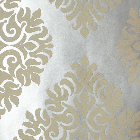 French Garden Damask - Pewter and White Velvet Wallpaper