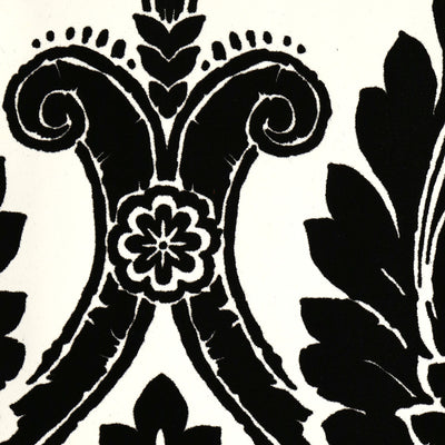 Heritage Damask - White and Black Velvet Wallpaper